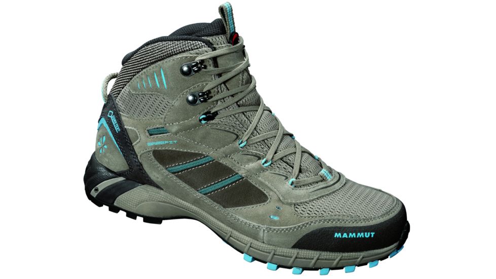 Mammut T Element Mid GTX Hiking Boot - Womens-Dark Taupe/Carribean-Medium-10 US