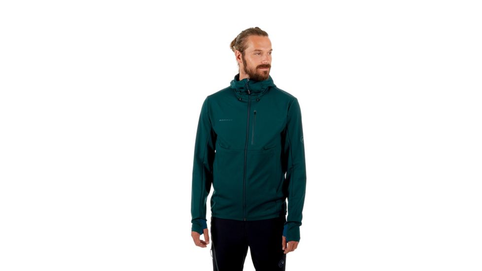 Mammut Ultimate V Hooded Softshell Jacket - Mens, Dark Teal-Teal Melange, L, 1011-00061-40010-115