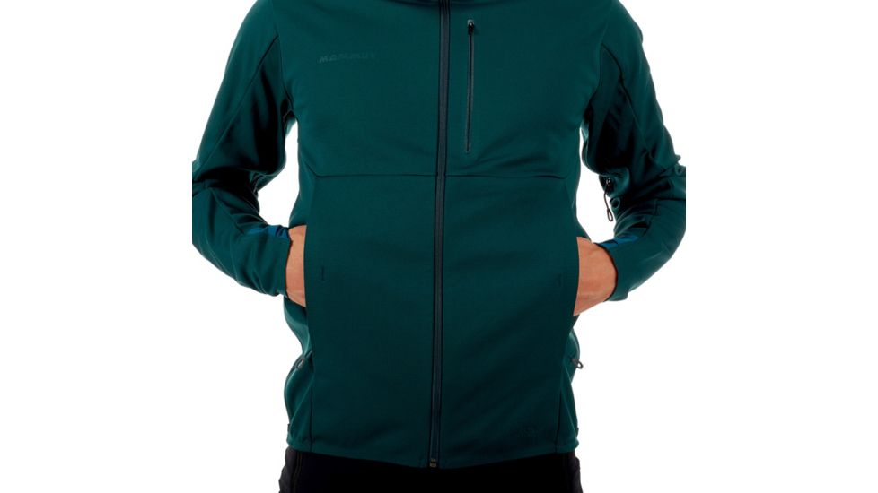 Mammut Ultimate V Hooded Softshell Jacket - Mens, Dark Teal-Teal Melange, L, 1011-00061-40010-115