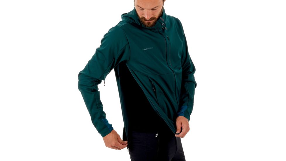Mammut Ultimate V Hooded Softshell Jacket - Mens, Dark Teal-Teal Melange, L, 1011-00061-40010-115