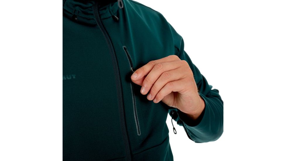 Mammut Ultimate V Hooded Softshell Jacket - Mens, Dark Teal-Teal Melange, L, 1011-00061-40010-115