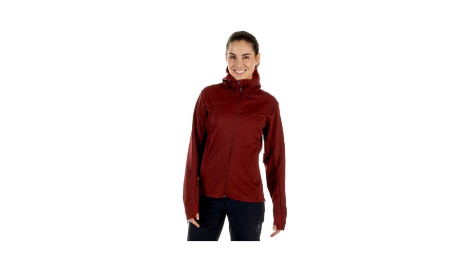 Mammut Womens Ultimate V SO Hooded Jacket, Merlot-Barberry Melange, Small, 1011-00070-6334-113