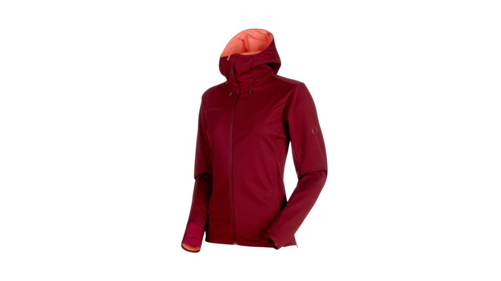 Mammut Womens Ultimate V SO Hooded Jacket, Merlot-Barberry Melange, Small, 1011-00070-6334-113