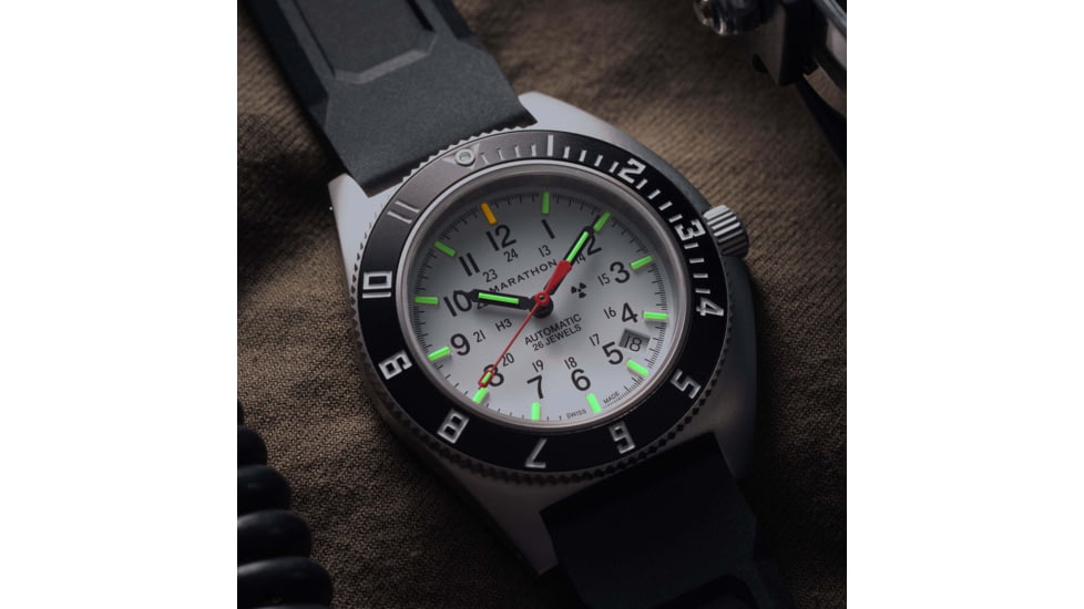 Marathon Arctic Steel Navigator w/ Date Automatic Unisex Watches, 41mm, Sapphire, 3-Piece Rubber Strap Kit, Black, WW194030SS-0530