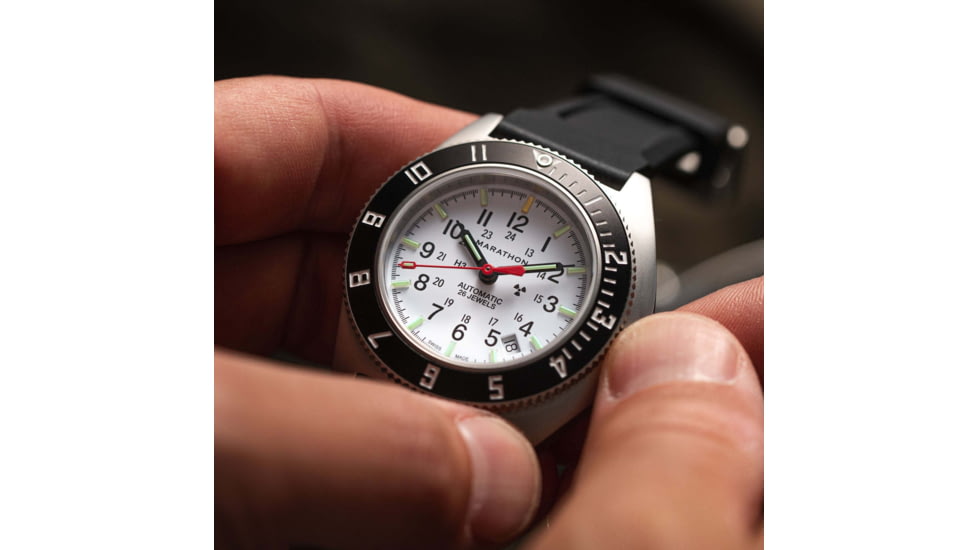 Marathon Arctic Steel Navigator w/ Date Automatic Unisex Watches, 41mm, Sapphire, 3-Piece Rubber Strap Kit, Black, WW194030SS-0530