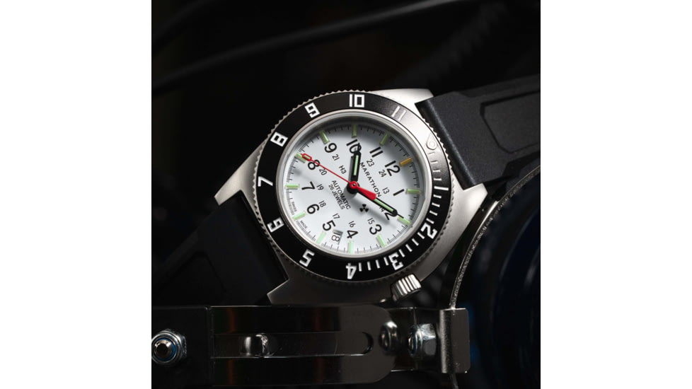 Marathon Arctic Steel Navigator w/ Date Automatic Unisex Watches, 41mm, Sapphire, 3-Piece Rubber Strap Kit, Black, WW194030SS-0530