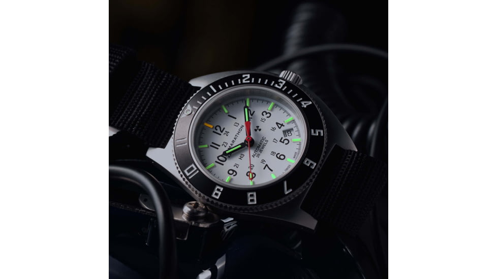 Marathon Arctic Steel Navigator w/ Date Automatic Unisex Watches, 41mm, Sapphire, Ballistic Nylon Strap, Black, WW194030SS-0501