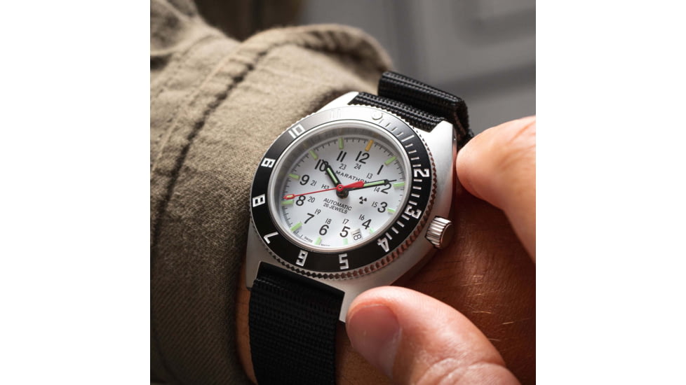 Marathon Arctic Steel Navigator w/ Date Automatic Unisex Watches, 41mm, Sapphire, Ballistic Nylon Strap, Black, WW194030SS-0501