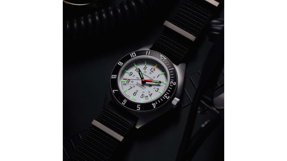 Marathon Arctic Steel Navigator w/ Date Automatic Unisex Watches, 41mm, Sapphire, Nylon Defstan Strap, Black, WW194030SS-0503