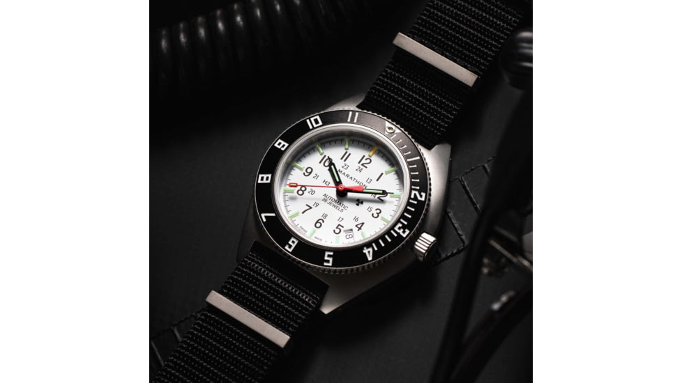 Marathon Arctic Steel Navigator w/ Date Automatic Unisex Watches, 41mm, Sapphire, Nylon Defstan Strap, Black, WW194030SS-0503