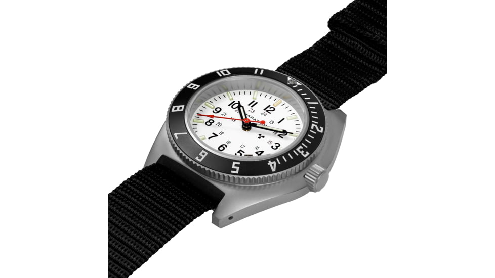Marathon Arctic Steel Navigator W/ Date On Ballistic Nylon Watch, 11in, White, 41mm, WW194013SS-0501