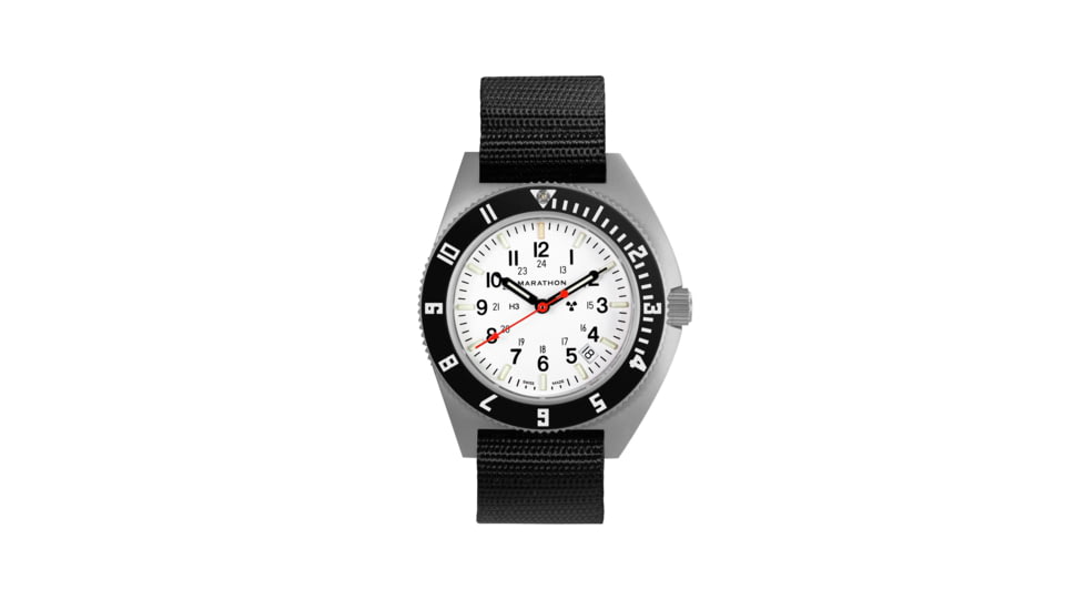 Marathon Arctic Steel Navigator W/ Date On Ballistic Nylon Watch, 11in, White, 41mm, WW194013SS-0501