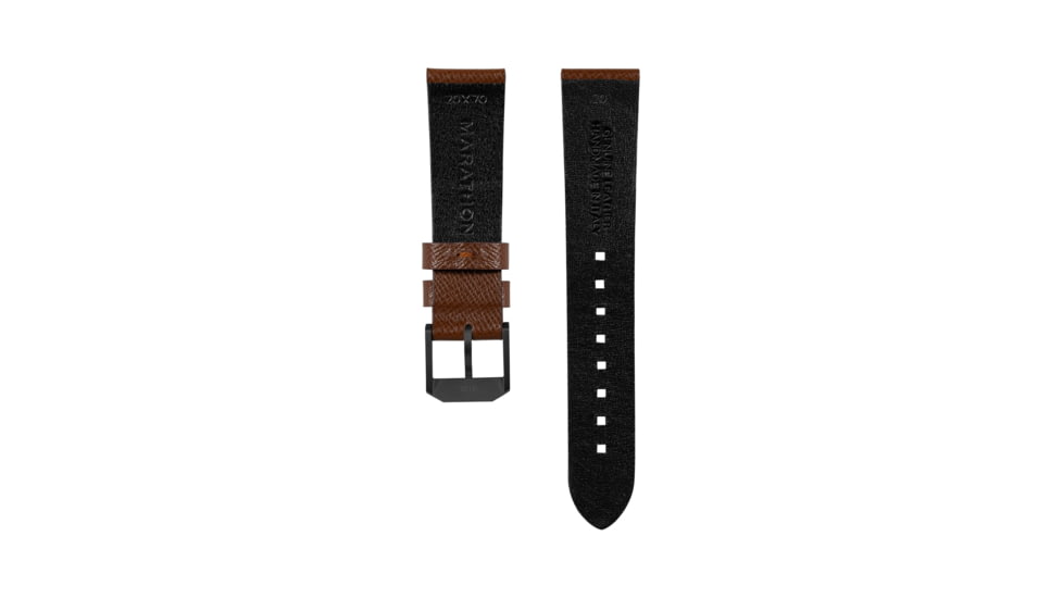 Marathon Cross Hatch 2-Piece Strap, Italian Leather, IP Black Buckle, 20mm, Cognac, Standard, WS-LT-CGBK-20-ST