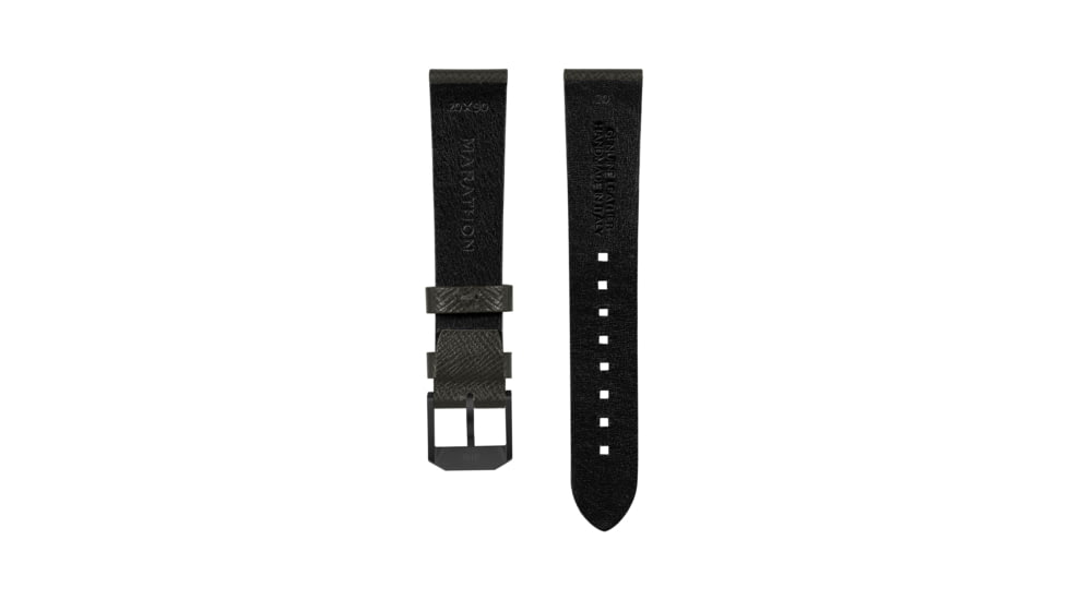 Marathon Cross Hatch 2-Piece Strap, Italian Leather, IP Black Buckle, 20mm, Moss Green, Extra Long, WS-LT-MGBK-20-XL