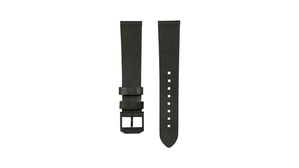 Marathon Cross Hatch 2-Piece Strap, Italian Leather, IP Black Buckle, 20mm, Moss Green, Extra Long, WS-LT-MGBK-20-XL