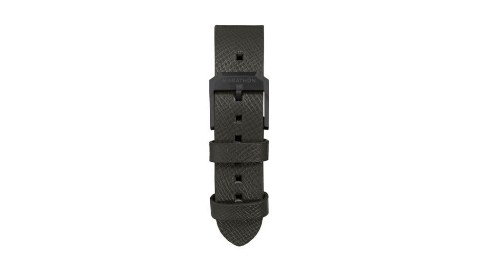 Marathon Cross Hatch 2-Piece Strap, Italian Leather, IP Black Buckle, 20mm, Moss Green, Standard, WS-LT-MGBK-20-ST