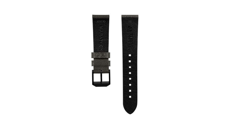 Marathon Cross Hatch 2-Piece Strap, Italian Leather, IP Black Buckle, 20mm, Moss Green, Standard, WS-LT-MGBK-20-ST