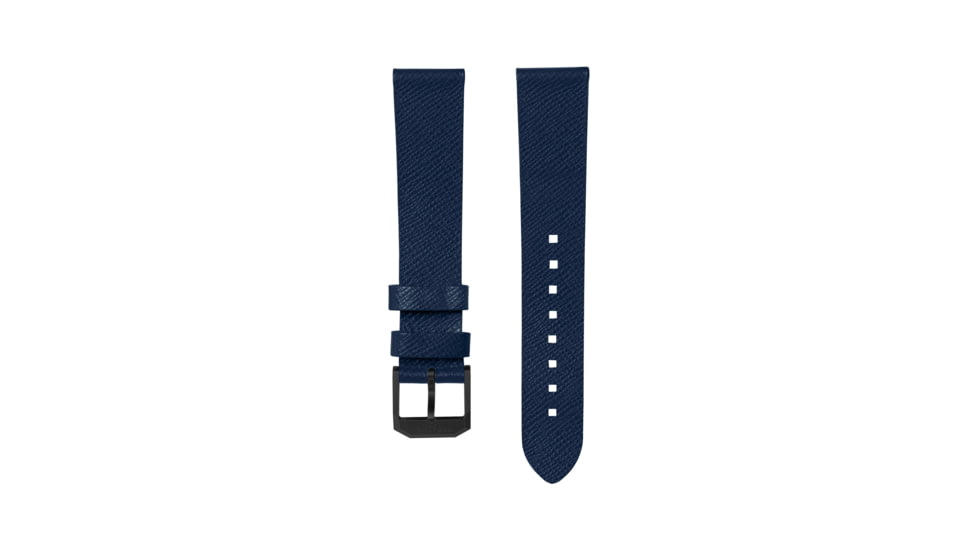 Marathon Cross Hatch 2-Piece Strap, Italian Leather, IP Black Buckle, 20mm, Royal Blue, Extra Long, WS-LT-RBBK-20-XL