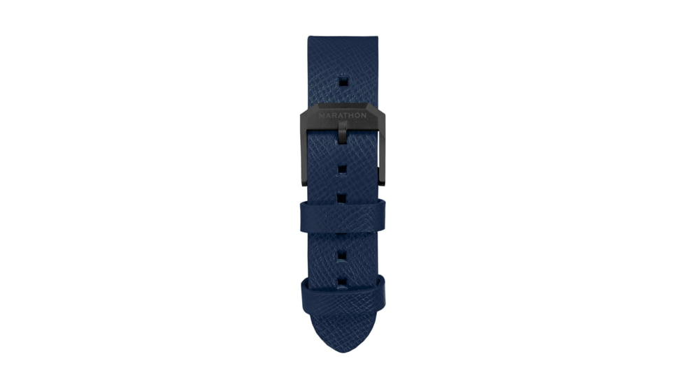Marathon Cross Hatch 2-Piece Strap, Italian Leather, IP Black Buckle, 20mm, Royal Blue, Standard, WS-LT-RBBK-20-ST