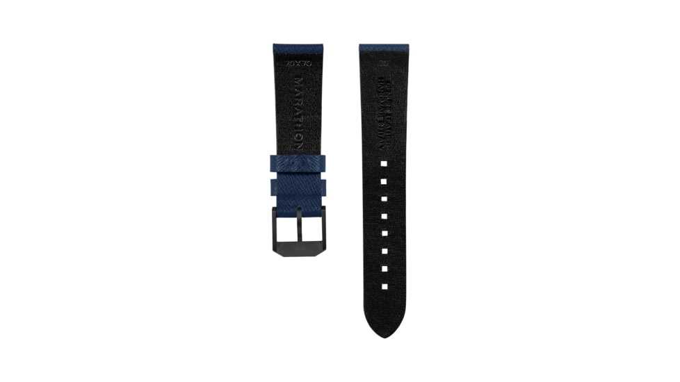 Marathon Cross Hatch 2-Piece Strap, Italian Leather, IP Black Buckle, 20mm, Royal Blue, Standard, WS-LT-RBBK-20-ST