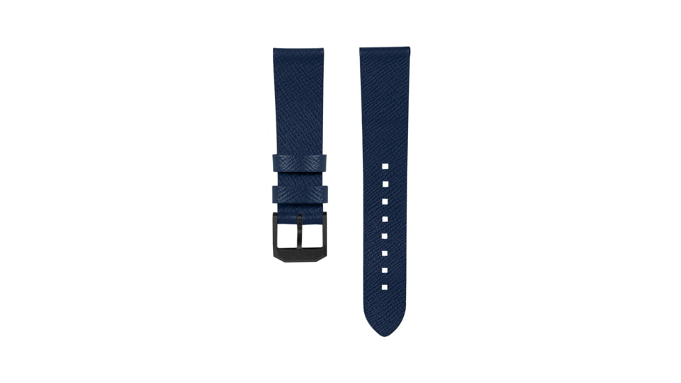 Marathon Cross Hatch 2-Piece Strap, Italian Leather, IP Black Buckle, 20mm, Royal Blue, Standard, WS-LT-RBBK-20-ST