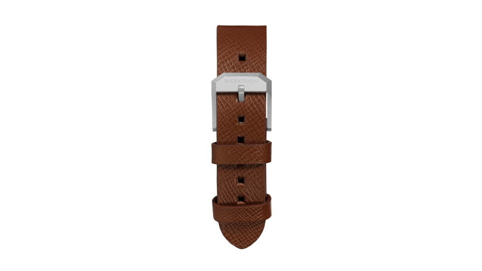 Marathon Cross Hatch 2-Piece Strap, Italian Leather, Parkerized Buckle, 20mm, Cognac, Standard, WS-LT-CGPS-20-ST