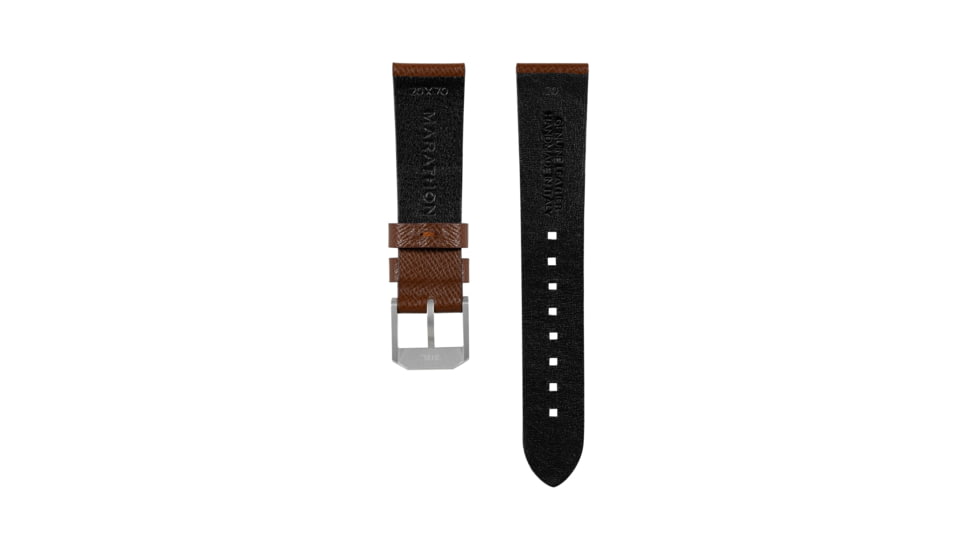 Marathon Cross Hatch 2-Piece Strap, Italian Leather, Parkerized Buckle, 20mm, Cognac, Standard, WS-LT-CGPS-20-ST