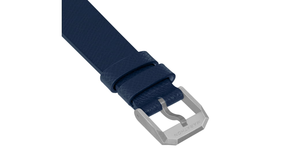 Marathon Cross Hatch 2-Piece Strap, Italian Leather, Parkerized Buckle, 20mm, Royal Blue, Extra Long, WS-LT-RBPS-20-XL