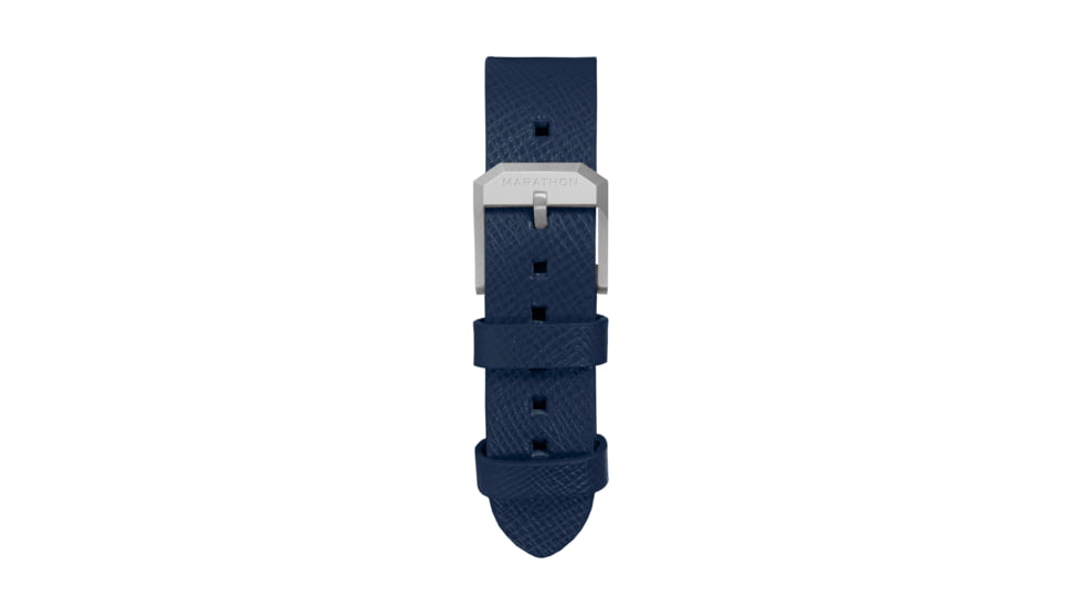 Marathon Cross Hatch 2-Piece Strap, Italian Leather, Parkerized Buckle, 20mm, Royal Blue, Extra Long, WS-LT-RBPS-20-XL