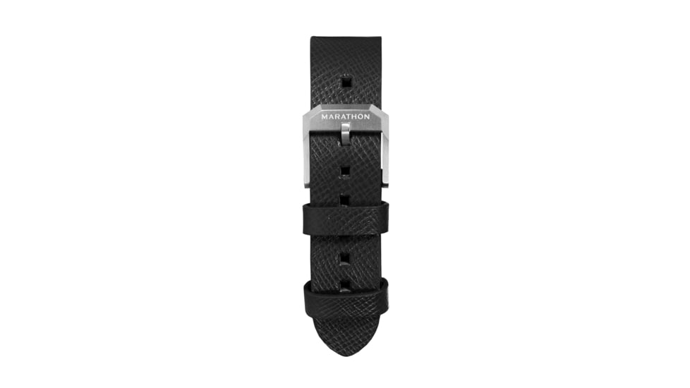 Marathon Cross Hatch 2-Piece Strap, Italian Leather, Steel Buckle, 20mm, Black, Extra Long, WS-LT-BKSS-20-XL