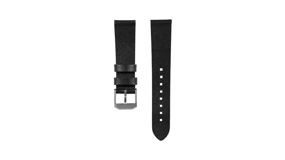 Marathon Cross Hatch 2-Piece Strap, Italian Leather, Steel Buckle, 20mm, Black, Standard, WS-LT-BKSS-20-ST