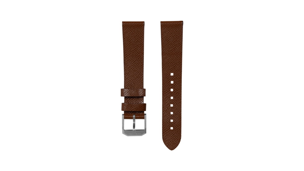 Marathon Cross Hatch 2-Piece Strap, Italian Leather, Steel Buckle, 20mm, Cognac, Extra Long, WS-LT-CGSS-20-XL