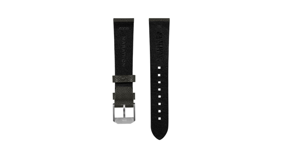 Marathon Cross Hatch 2-Piece Strap, Italian Leather, Steel Buckle, 20mm, Moss Green, Extra Long, WS-LT-MGSS-20-XL