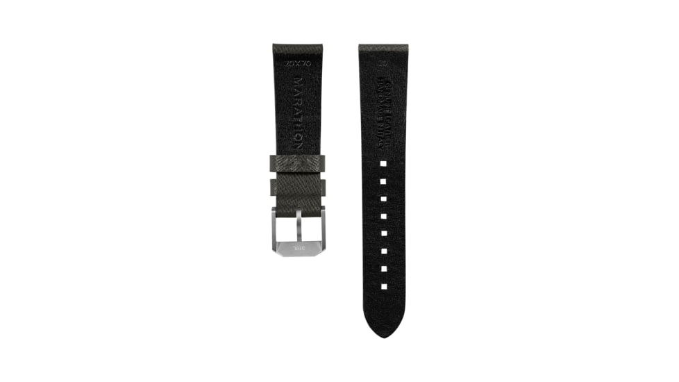 Marathon Cross Hatch 2-Piece Strap, Italian Leather, Steel Buckle, 20mm, Moss Green, Standard, WS-LT-MGSS-20-ST