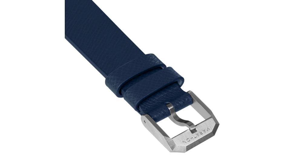 Marathon Cross Hatch 2-Piece Strap, Italian Leather, Steel Buckle, 20mm, Royal Blue, Standard, WS-LT-RBSS-20-ST
