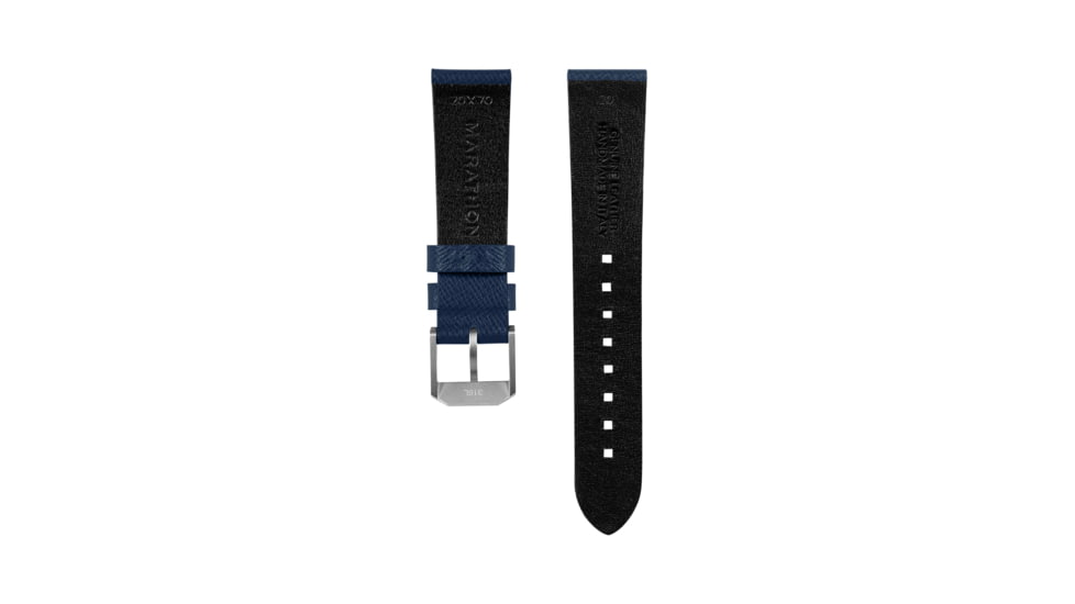 Marathon Cross Hatch 2-Piece Strap, Italian Leather, Steel Buckle, 20mm, Royal Blue, Standard, WS-LT-RBSS-20-ST