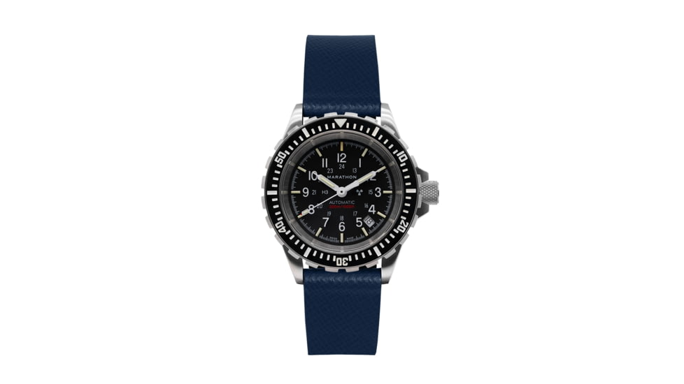 Marathon Cross Hatch 2-Piece Strap, Italian Leather, Steel Buckle, 20mm, Royal Blue, Standard, WS-LT-RBSS-20-ST