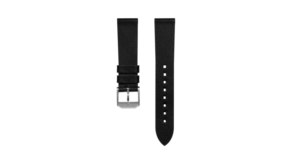 Marathon Cross Hatch 2-Piece Strap, Leather, Steel Buckle, 18mm, Black, Standard, WS-LT-BKSS-18-ST
