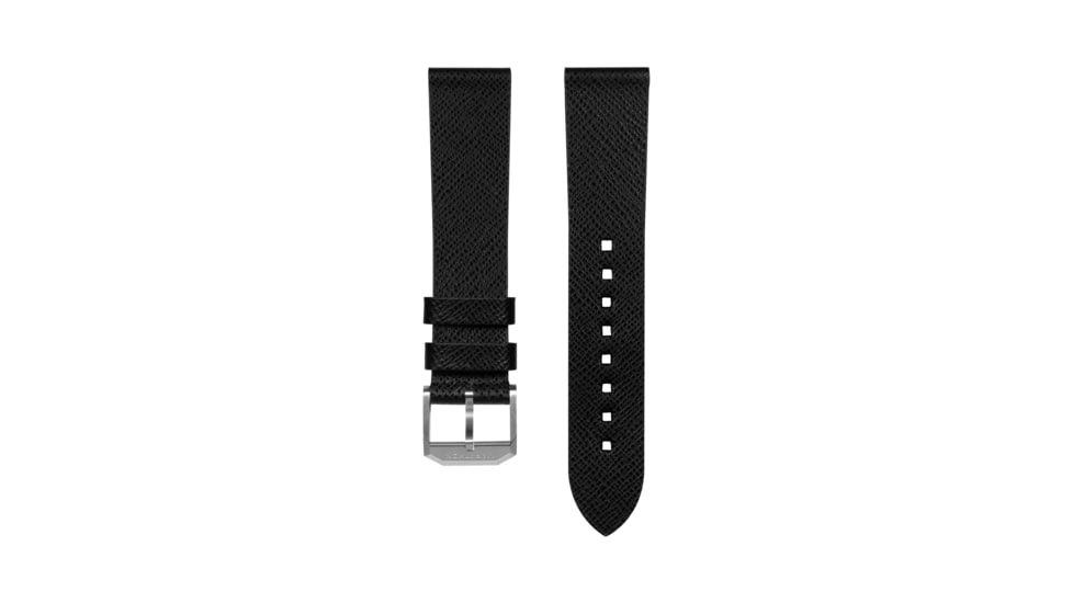 Marathon Cross Hatch 2-Piece Strap, Leather, Steel Buckle, 22mm, Black, Extra Long, WS-LT-BKSS-22-XL