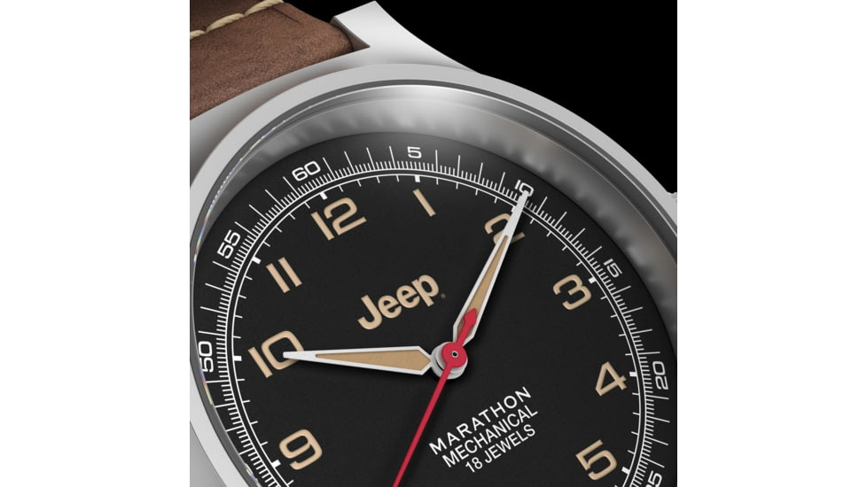 Marathon JEEP SSGPQ on Leather Watch, Black, 41mm, WW194034SS-4001