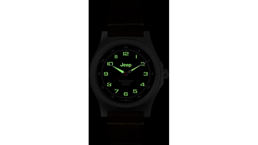 Marathon JEEP SSGPQ on Leather Watch, Black, 41mm, WW194034SS-4001
