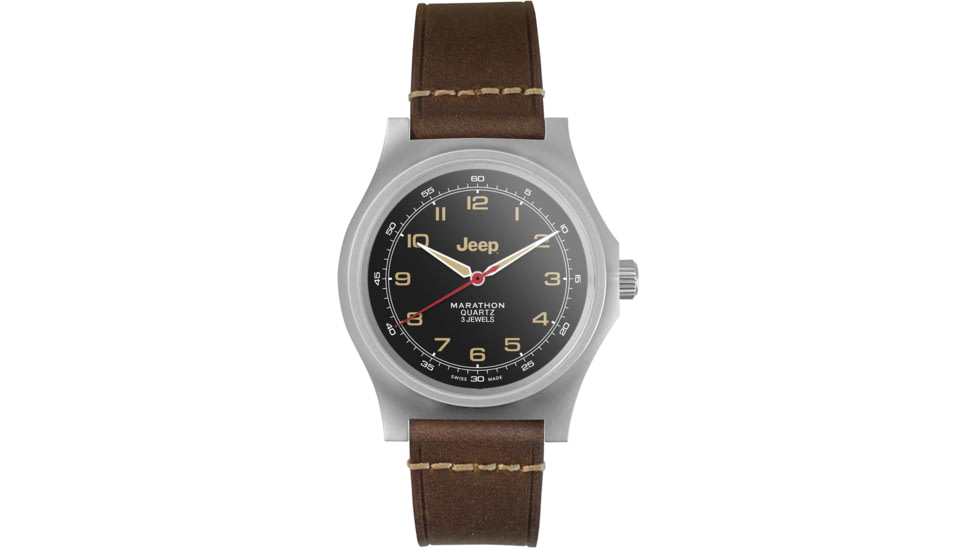 Marathon JEEP SSGPQ on Leather Watch, Black, 41mm, WW194034SS-4001