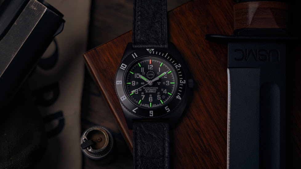 Marathon Limited 250 Edition SSNAV-D Auto Unisex Watch, 41mm Case Diameter, Bi-Directional Bezel, Black Leather Strap, WW194030AN-US250
