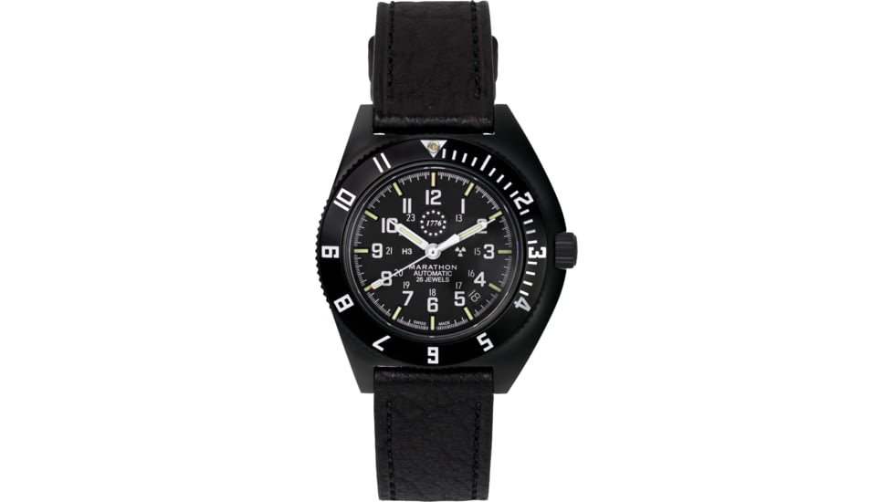 Marathon Limited 250 Edition SSNAV-D Auto Unisex Watch, 41mm Case Diameter, Bi-Directional Bezel, Black Leather Strap, WW194030AN-US250