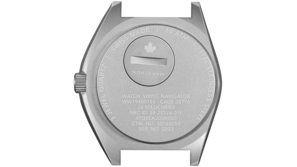 Marathon SSNAV 41mm Steel Navigator Watch, Black 3-Piece Rubber Strap Kit, Black, 41mm, WW194001SS-0830