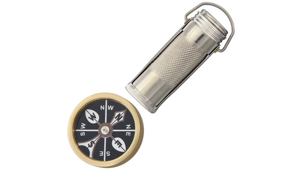 Marbles 2.625in Stainless Steel 1.75in Dia Match Safe and Brass Compass Set, MR388
