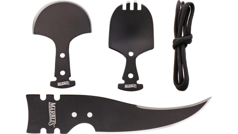 Marbles Alaskan Hunter Set Knife, Set Includes Spork Head, Ulu Head, 6in Hunting Blade, Starter Length Of Paracord, All Tools Are Black SS Construction, MR378 / CT3054