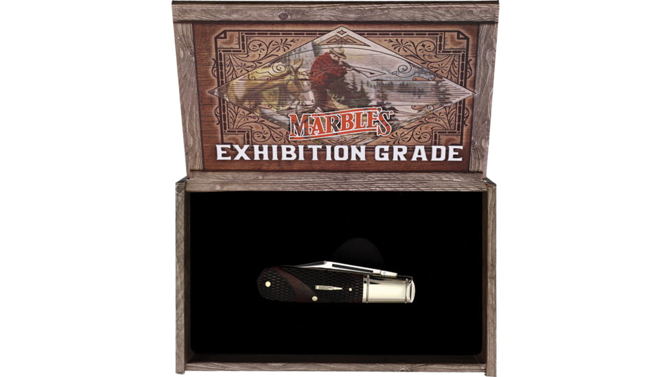 Marbles Barlow Brown Checkered Bone Folding Knife, 3.5in Closed, Satin Stainless Clip/Pen Blades, Brown Checkered Bone Handle, KB211W