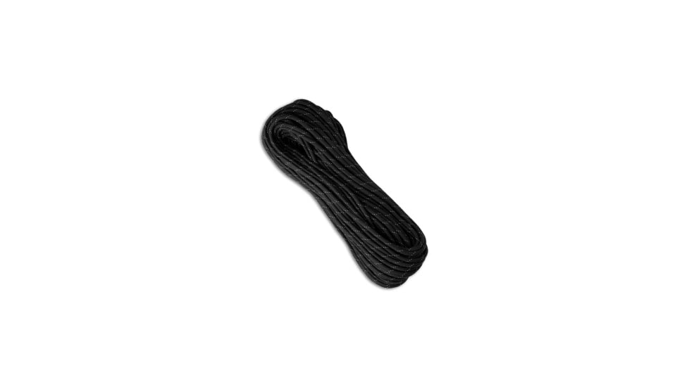Marbles Black Parachute Reflective White 550 Paracord Nylon Braided 7-Strand Core 100, Black/White, adult, BHQ-20303