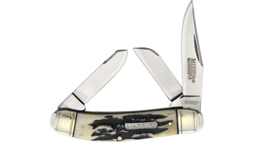 Marbles Black Stag Stockman Black Stag Series Folding Knife, Black, Black stag bone handle, KB302 / MR479